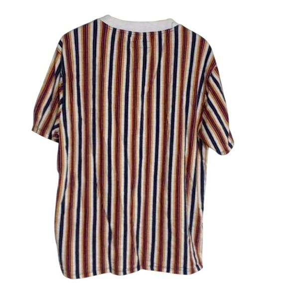 Guess‎ Originals Striped T-Shirt Mens Medium Navy Red Yellow Retro Preppy - Picture 2 of 4